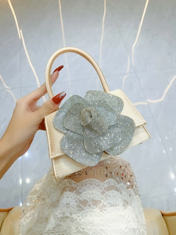 Damen Elegante Satin Abendtasche Mit Strass Blume Dekoration Luxus Handtasche Für Hochzeit Party Clutch Tasche