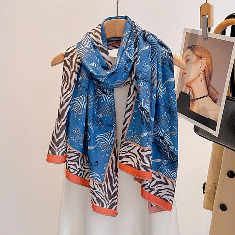 Zebra Leopard Print Scarf Satiny Polyester Shawl Sun Protection Beach Wrap Elegant Fashion Women Commute