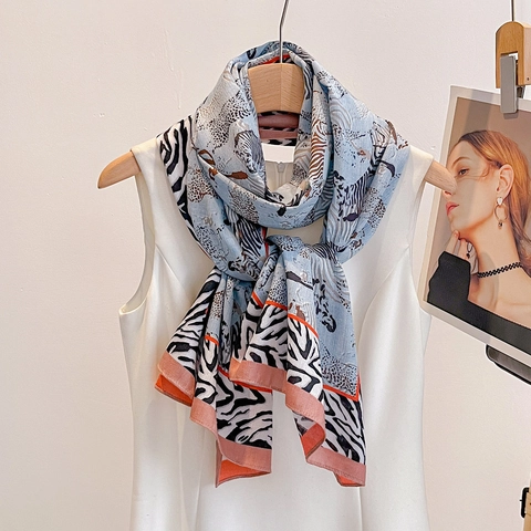 Zebra Leopard Print Scarf Satiny Polyester Shawl Sun Protection Beach Wrap Elegant Fashion Women Commute