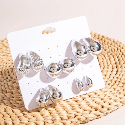 Spiegelglanz Silberfarbene Geometrische Ohrringe Minimalistische Wassertropfen Chunky C-Form Metallischer Schmuck Für Damen