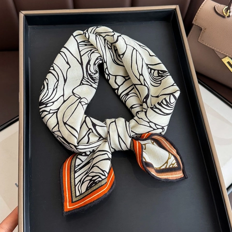 Sciarpa Quadrata Da Donna Con Stampa Rosa Retrò Raso E Lana Elegante Motivo Floreale Foulard Morbido Traspirante Accessorio