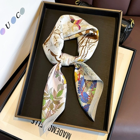 Vintage Levensboom Bloemenprint Moerbeizijde Vierkante Sjaal Voor Dames 100% Zijde Twill Rolzoom Hoofddoek Elegante Halssjaal