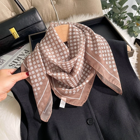 Vierkante Sjaal Mode Polka Dot Bloemen Geprint Imitatie Satijn Satijn Haarband Tas Decoratie Nekband Dames Accessoire