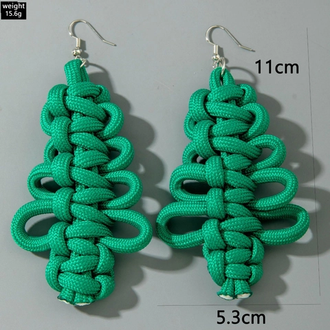 Gewebte Weihnachtsbaum Ohrringe Grün Polyester Handgefertigt Festlich Frauen Einzigartiges Nischenstil Design Ohrstecker