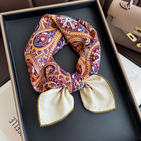 Vintage Paisley Print Square Scarf Satin Wool Blend Double Sided Neck Head Scarf For Women Fashion Accessories