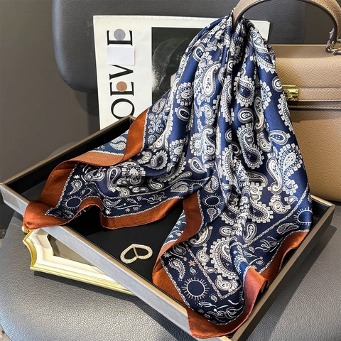 Elegante Foulard Quadrato In Raso Da Donna Stampa Floreale Paisley Vintage Sciarpa Di Raso Accessorio Da Ufficio Professionale