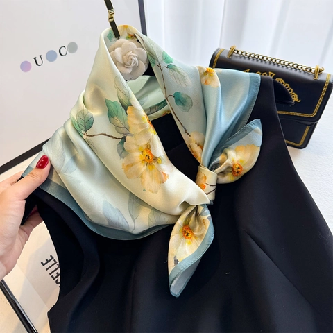 Elegante Foulard Quadrato In Raso Da Donna Stampa Floreale Paisley Vintage Sciarpa Di Raso Accessorio Da Ufficio Professionale