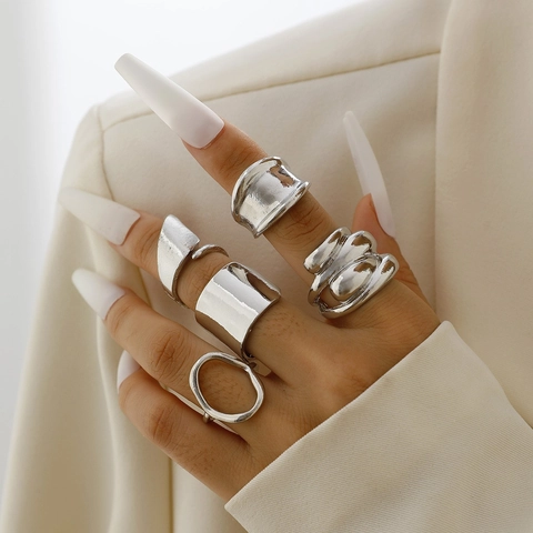 Onregelmatige Geometrische Ringen Van Legering Minimalistische Dikke Open Ringen Voor Dames Heren Moderne Sieraden