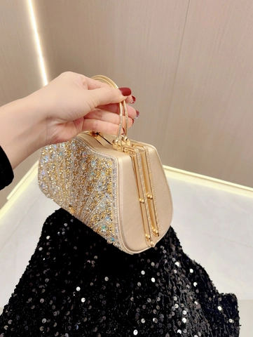 Pochette Da Sera Di Lusso Con Strass Manico In Metallo Cristalli Per Matrimonio Banchetto Festa Borsa In PU