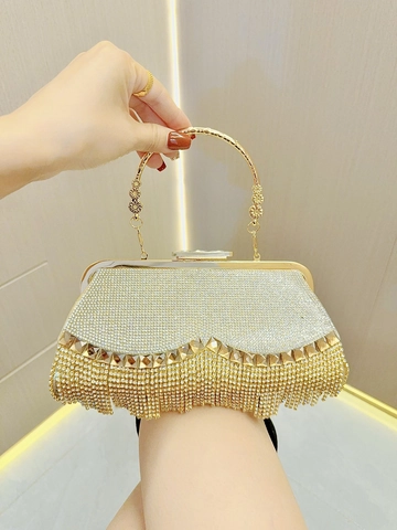 Borsa Da Sera Lussuosa Con Strass E Nappine Elegante Pochette Con Manico Ad Anello Per Donna Matrimonio Festa Banchetto
