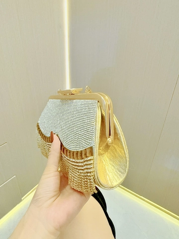 Borsa Da Sera Lussuosa Con Strass E Nappine Elegante Pochette Con Manico Ad Anello Per Donna Matrimonio Festa Banchetto