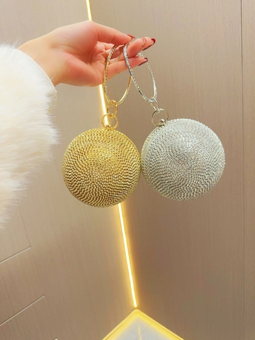 Borsa Da Sera Sferica Con Strass Borsetta A Sfera Rotonda Con Manico Ad Anello E Tracolla A Catena Per Feste E Matrimoni
