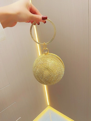 Borsa Da Sera Sferica Con Strass Borsetta A Sfera Rotonda Con Manico Ad Anello E Tracolla A Catena Per Feste E Matrimoni
