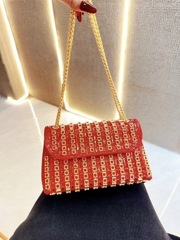 Luxus Strass Abendtasche Goldkette Schulter Umhängetasche Für Damen Hochzeit Bankett Party Glänzende Clutch Handtasche