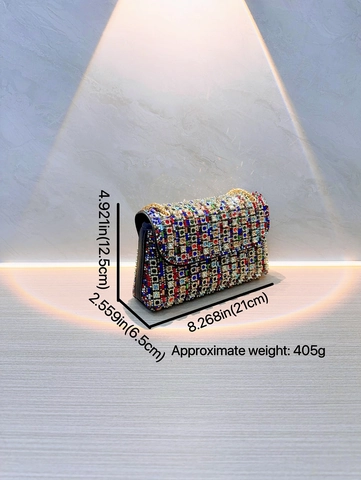 Rhinestone Evening Bag For Women Luxury Crystal Clutch Purse With Chain Strap Party Wedding Flap Shoulder Handbag