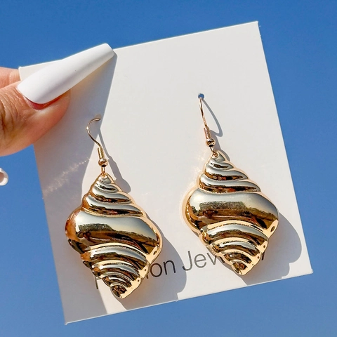 Orecchini Pendenti Tema Oceano Lega Oro Stella Marina Conchiglia Nautilus Stile Spiaggia Estate Gioielli Donna