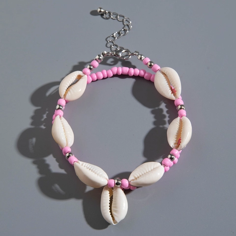 Cavigliera Bohémien A Strati Con Conchiglia Di Cauri Naturale E Perline Colorate Gioielli Da Spiaggia Estate Donna