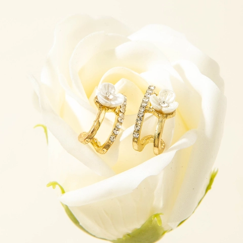 Camellia Flower Rhinestone Earrings Alloy With Iron Earring Post Small Dainty Elegant Jewelry For Women