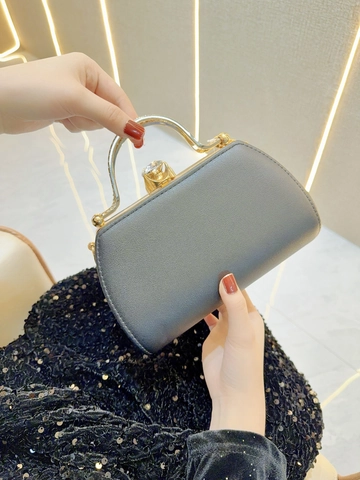 Luxury Women Evening Clutch Bag Rhinestone Faux Artificial Pearl Sunflower Pattern Gold Handle Handbag Wedding Party Prom Hard Shell