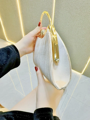Plissierte Satin Abendtasche Metallischer Griff Strass Kugel Verschluss Eleganter Bankett Clutch Hochzeit Damen Handtasche