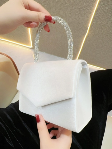 Luxury Velvet Evening Bag With Rhinestone Handle For Women Elegant Wedding Banquet Clutch With Metal Chain Strap