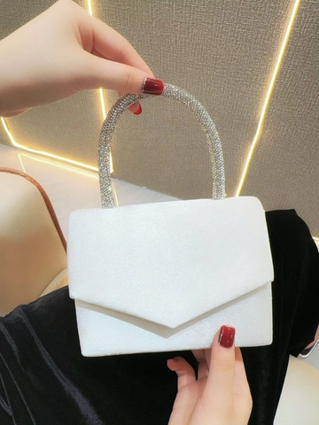 Luxury Velvet Evening Bag With Rhinestone Handle For Women Elegant Wedding Banquet Clutch With Metal Chain Strap