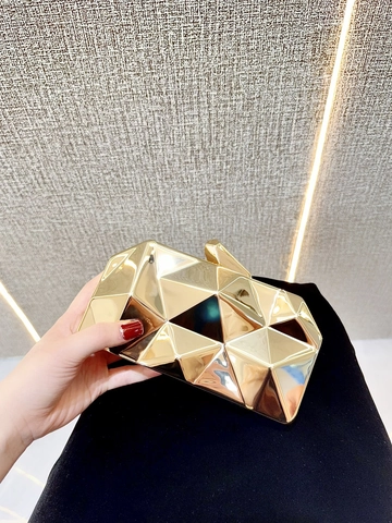 Geometric Acrylic Box Clutch Bag For Women Evening Party Wedding Metallic Hard Shell Shoulder Crossbody Bag With Chain Strap