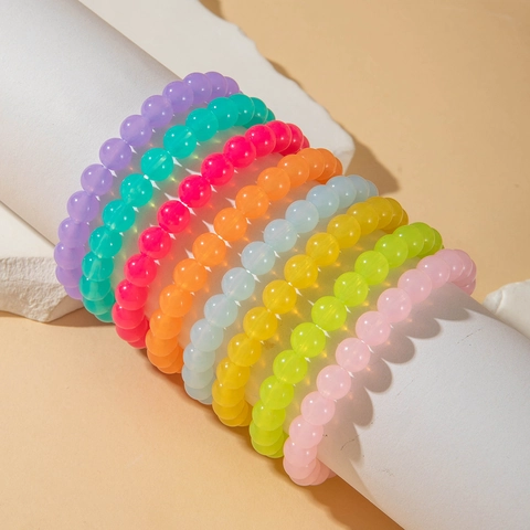 Bracciale Di Perline In Acrilico Colorato Resina Traslucida Stile Dopamina Gioielli Di Moda