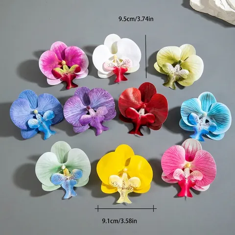 Orchid Hair Clip Simulation Flower Polyester Alligator Clamp Summer Beach Vacation Bohemian Style For Women Multi Color