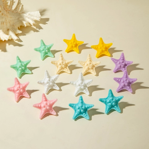 Starfish Resin Stud Earrings Ocean Theme Colorful Simulated Sea Star Beach Vacation Style For Women