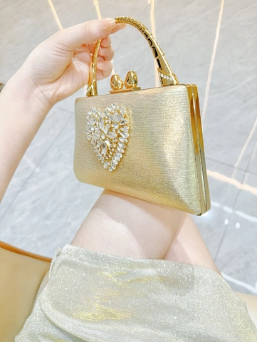 Herz Strass Abendtasche Glitzer Hartschale Clutch Mit Metall Bambusgriff Für Damen Bankett Hochzeit Party Handtasche