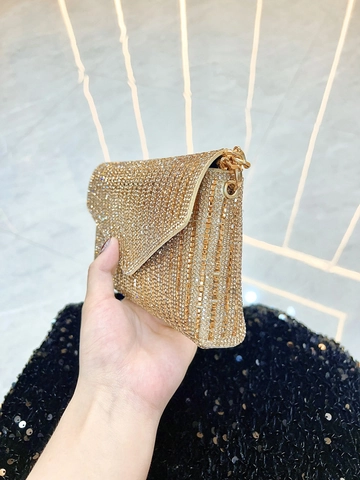 Rhinestone Abendtasche Umschlag Clutch Handtasche Mit Metallkette Für Damen Hochzeit Party Bankett Elegant Funkelnd