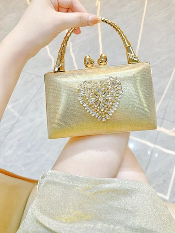 Herz Strass Abendtasche Glitzer Hartschale Clutch Mit Metall Bambusgriff Für Damen Bankett Hochzeit Party Handtasche
