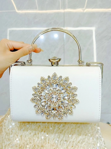 Borsa Da Sera Di Lusso Con Fiore Di Strass Guscio Rigido Pochette Per Matrimonio Festa Banchetto Elegante