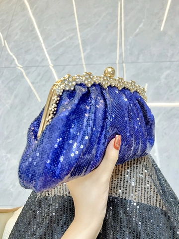 Elegant Sequin Evening Clutch Bag For Women Glitter Rhinestone Flower Wedding Party Handbag With Chain Strap Crossbody Bag