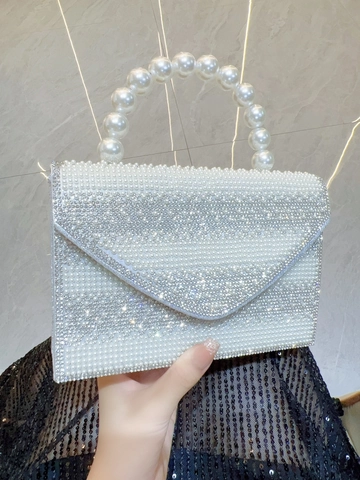 Borsa Da Sera Donna Strass Perla Artificial Manico Busta Pochette Matrimonio Festa Formale Borsa A Tracolla