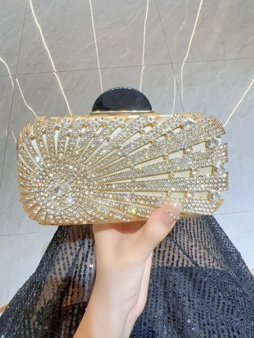 Luxuriöse Strass Abendtasche Für Damen Sonnenstrahl Muster Metallrahmen Handtasche Für Hochzeit Bankett Party Soziale Veranstaltungen