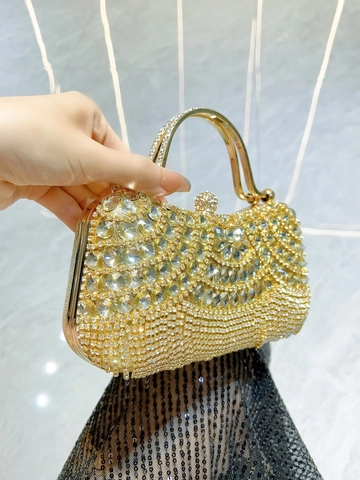 Rhinestone Evening Clutch Bag With Metal Handle And Crystal Tassel Luxury Party Wedding Handbag For Women