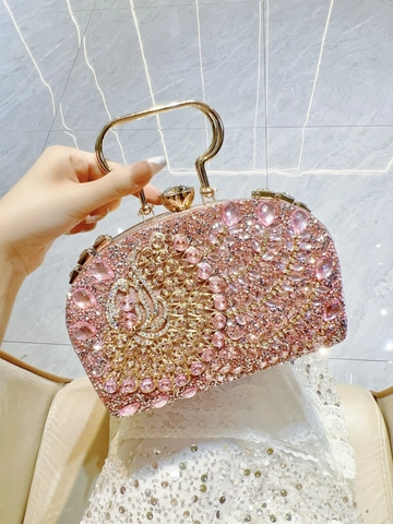 Luxe Avondclutch Met Strass En Pailletten Handtas Tas Met Metalen Handvat Edelsteensluiting Elegant Voor Bruiloft
