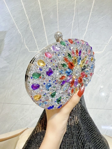 Pochette Da Sera Con Strass Per Donna Ovale Guscio Rigido Cristallo Motivo Floreale Festa Matrimonio Catena Rimovibile