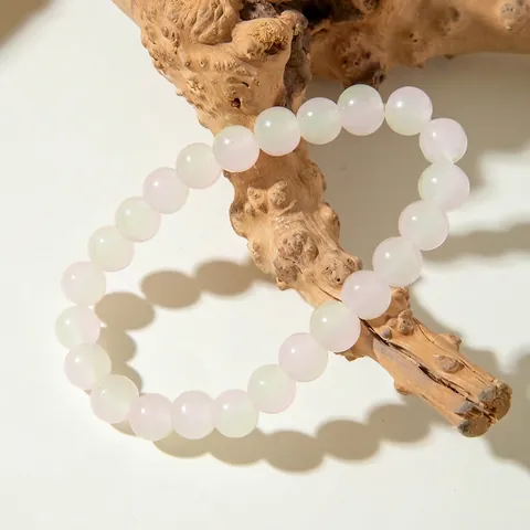 Glass Beaded Bracelet Translucent Colorful Round Beads Retro Baroque Style Elastic Cord Jewelry For Women And Students