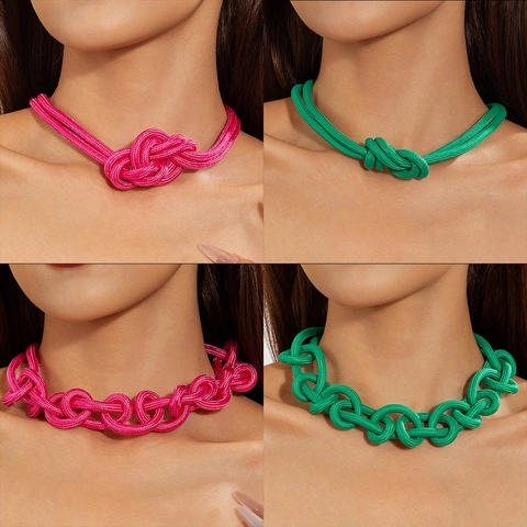 Collier à Nœud en Corde Tressée Fait Main Avec Pendentif Feuille d'Étoile de Mer en Anneau Métallique Bijoux de Vacances pour Femmes Collier Choker Bohème