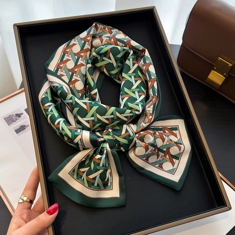 Sciarpa Stretta Poliestere Imitazione Raso Doppio Strato Stampa Geometrica Nastro Accessorio Moda Decorazione Borsa Cravatta