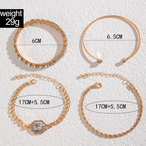 Bracciali In Lega Sovrapponibili Strass Cristallo Bangle Geometrico Gioielli Eleganti Donna Placcato Oro Smeraldo