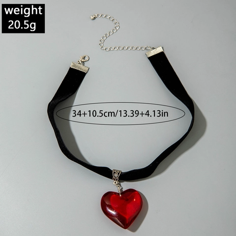 Collana Choker Gotica In Velluto Nero Con Pendente A Cuore In Vetro Rosso O Croce Di Bara In Lega Gioielli Punk Halloween Donna