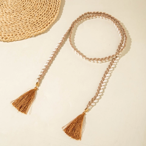 Catena Da Vita Intrecciata Boho Da Donna Cintura Tessuta Con Nappe Corda Decorativa In Tessuto Vintage Per Abiti Camicie