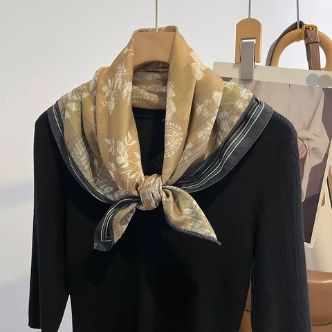Sciarpa Quadrata Donna Poliestere Raso Stampa Floreale Paisley Retro Francese Fascia Capelli Collo Leggero Scialle Decorativo