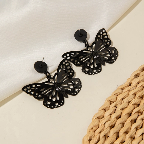 Schmetterling Hohl Ohrstecker Legierung Kunstperle Strass Farbverlauf Dunkler Stil Süß Cool Schmuck Zubehör Damen