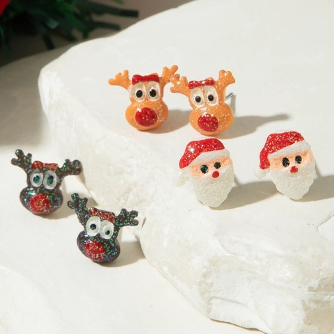 Orecchini A Lobo Di Natale Resina Acrilico Festivo Babbo Natale Pupazzo Di Neve Renna Albero Gioielli Lobo