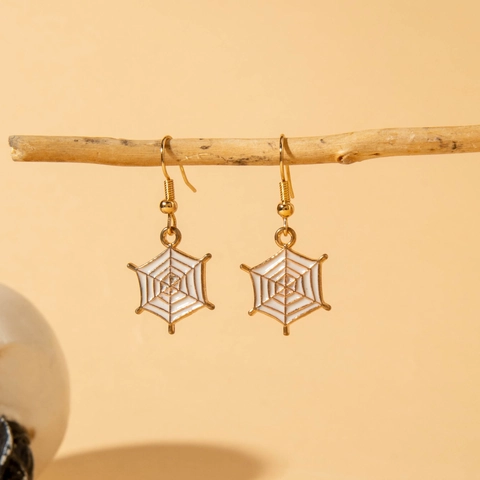 Halloween Alliage Émail Boucles D'oreilles Pendantes Chauve-souris Fantôme Araignée Toile Chapeau De Cow-boy Bijoux Fête Femmes